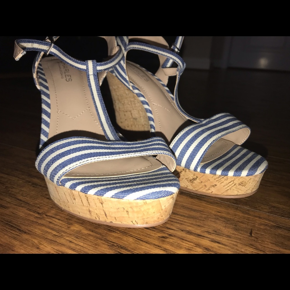 Blue&White Stripped Wedges